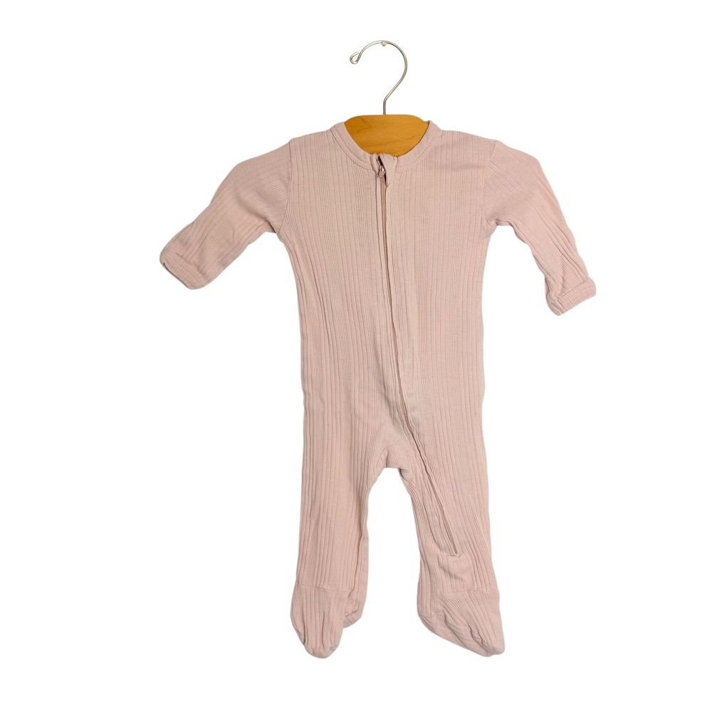 Kate Quinn Baby Ribbed Organic Cotton Zipper Footie Sleeper Pink 0-3M